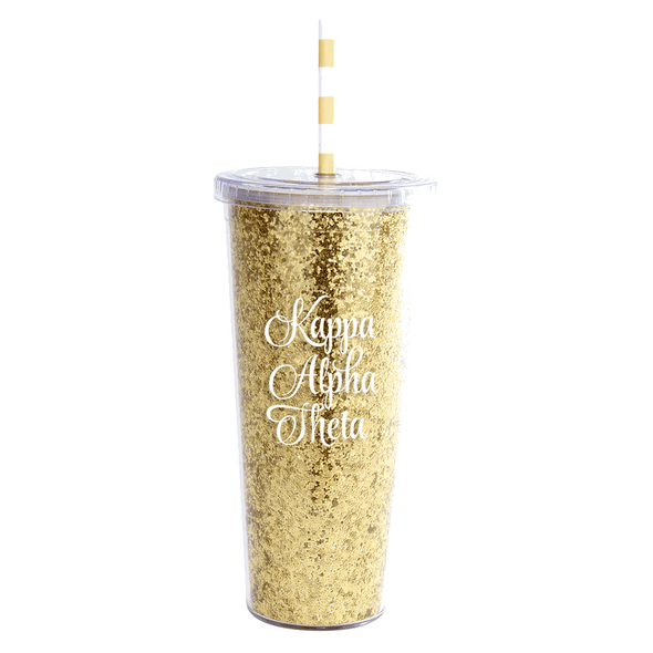 Kappa Alpha Theta Sorority Glitter Tumbler-without straw 