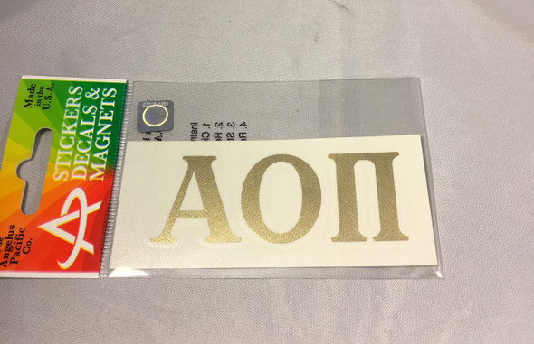Alpha Omicron Pi Sorority Metallic Gold Letters 