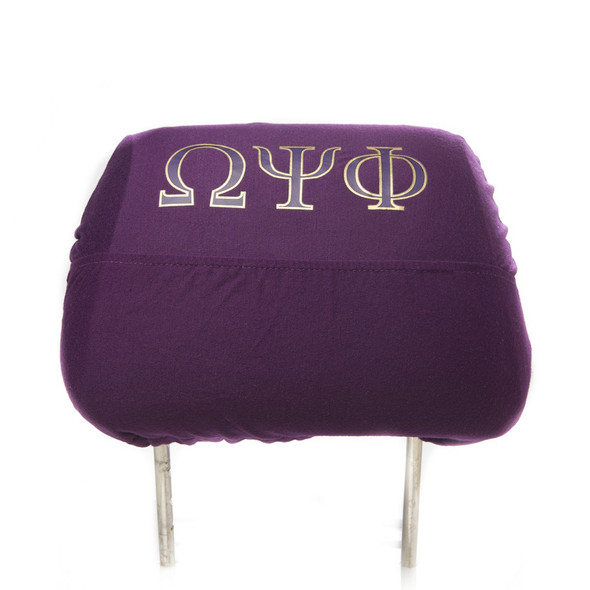 Omega Psi Phi Fraternity Headrest Cover- Purple- Set of 2