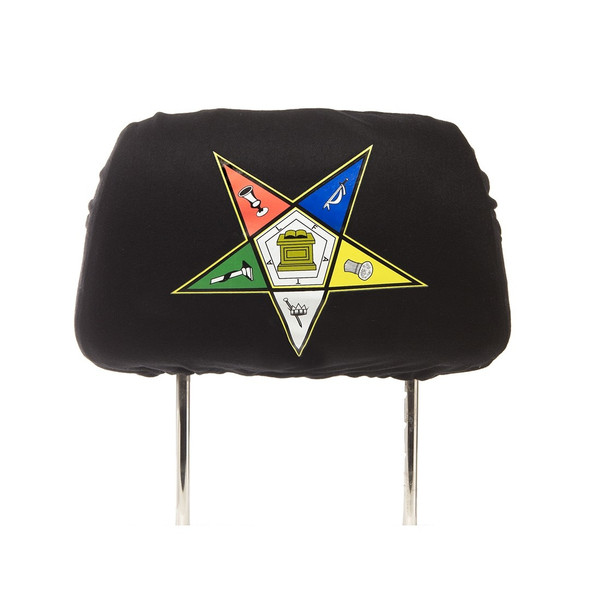 Order of the Eastern Star OES Headrest Cover- Black- Set of 2