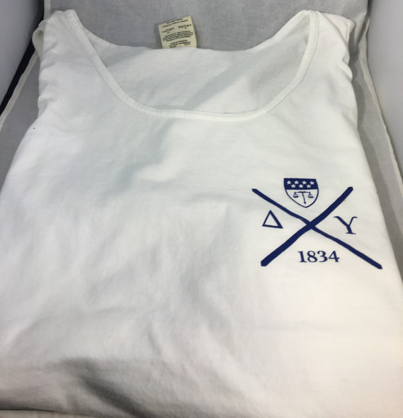 Delta Upsilon Fraternity Tank Top- White          