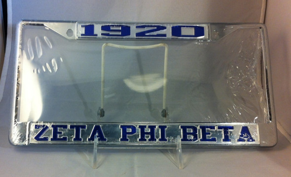 Silver background with blue letters