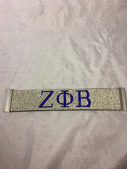 Zeta Phi Beta Sorority Bling Bracelet- Silver