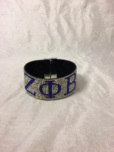 Zeta Phi Beta Sorority Bling Bracelet- Silver