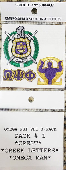 Omega Psi Phi Fraternity Peel and Stick Patches- Pack #1 