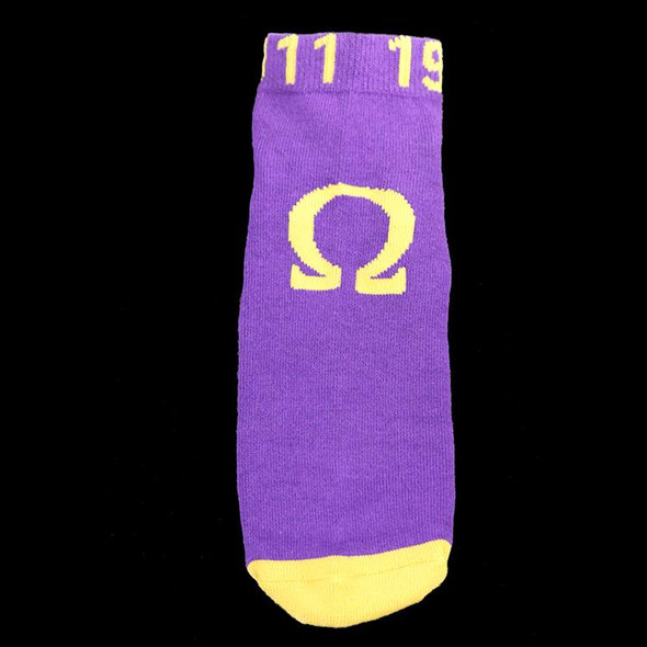 Omega Psi Phi Fraternity Socks Footies- Purple/Gold 