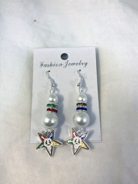 Order of the Eastern Star OES Pearl Earrings