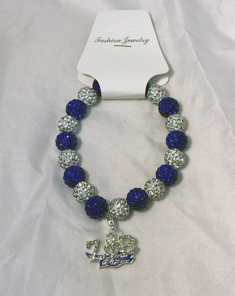 Zeta Phi Beta Sorority Bracelet with Symbol- Blue/White   