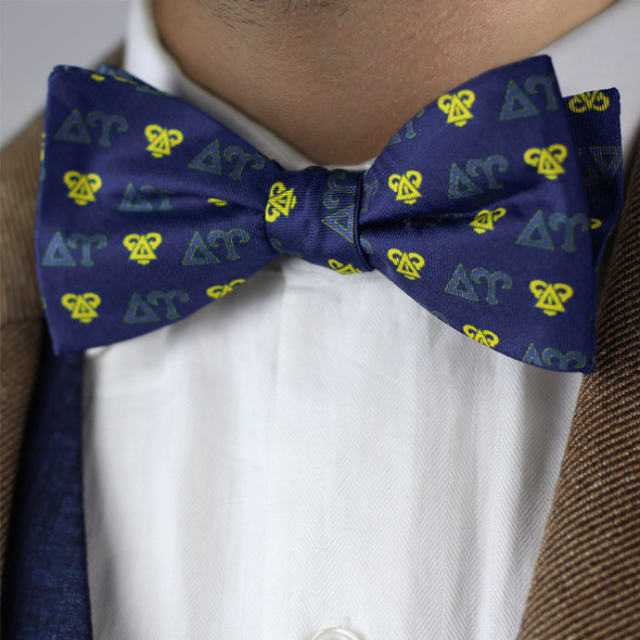 Delta Upsilon Fraternity Silk Bow Tie- Self-Tie- Greek Letters