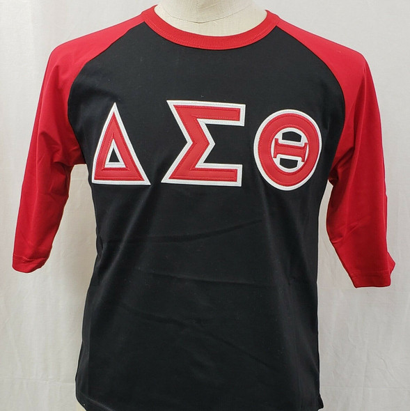 Delta Sigma Theta Sorority Baseball Shirt-Black/Red
