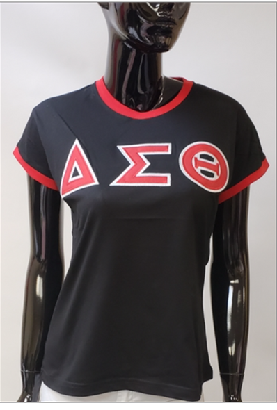 Delta Sigma Theta Sorority Ringer T-shirt-Black