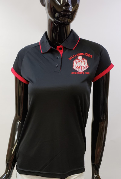 Delta Sigma Theta Sorority Dri-Fit Polo- Black-Front