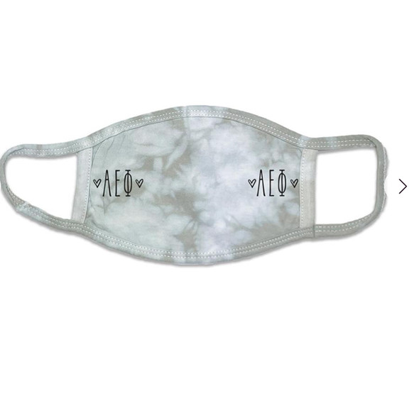 Alpha Epsilon Phi AEPHI Sorority Tie-Dye Face Mask-Gray