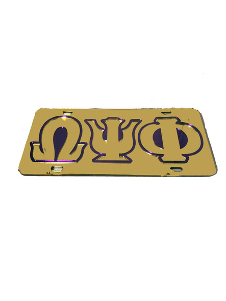 Omega Psi Phi Fraternity License Plate-Gold