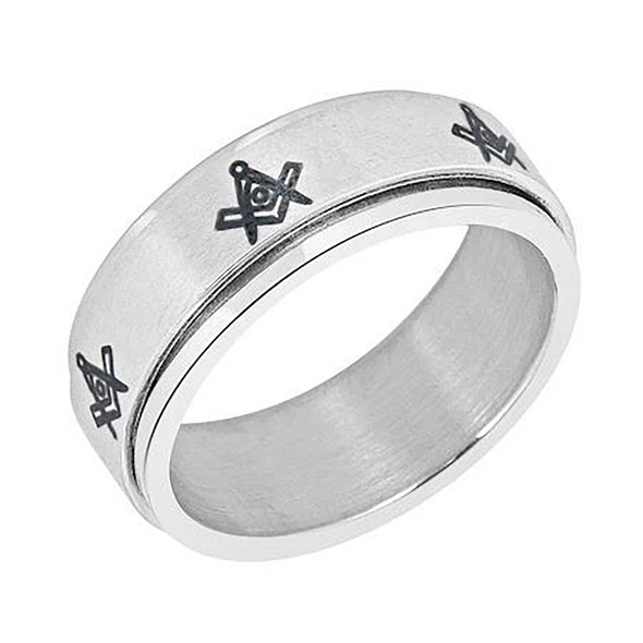 Mason Masonic Stainless Steel Spinner Ring 