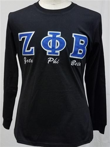 Zeta Phi Beta Sorority Long Sleeve Shirt- Black