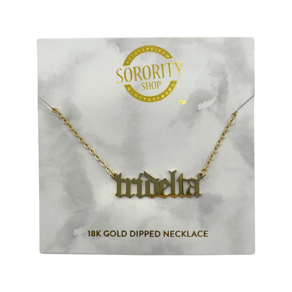 Delta Delta Delta Tri-Delta Sorority Old English Necklace 