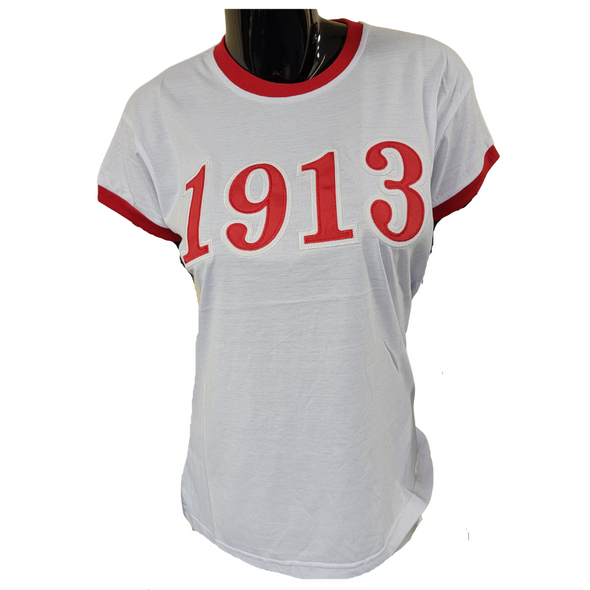 Delta Sigma Theta Sorority Ringer T-shirt- Founding Year- White
