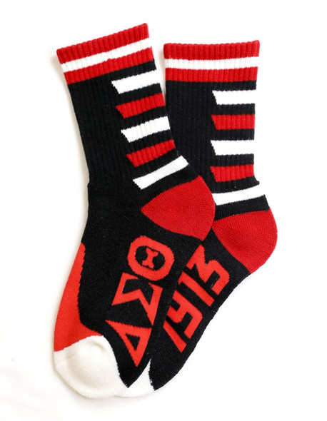 Delta Sigma Theta Sorority Socks- Black/Red- Style 2