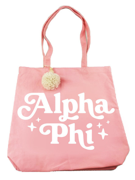 Alpha Phi Sorority Pom Pom Tote Bag