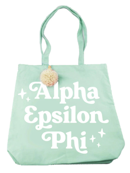 Alpha Epsilon Phi AEPHI Sorority Pom Pom Tote Bag