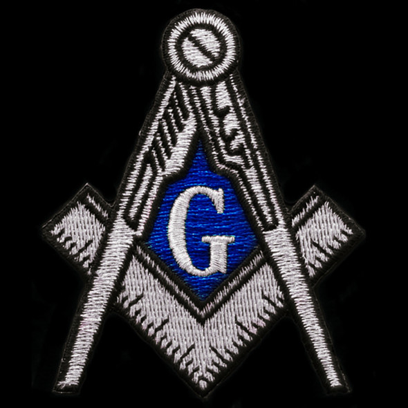 Mason Square and Compass Emblem- Silver - 2 7/8"