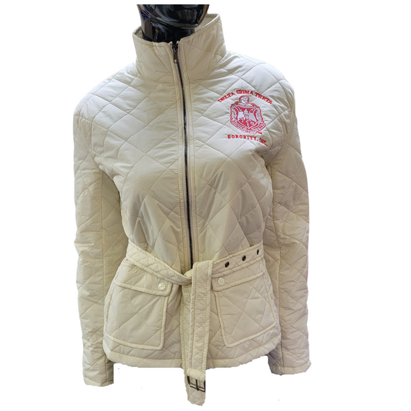 Delta Sigma Theta Sorority Quilted Riding Jacket-Alabaster 