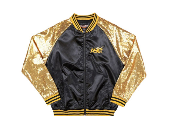 Alabama State University ASU Satin Sequin Jacket- Black/Gold