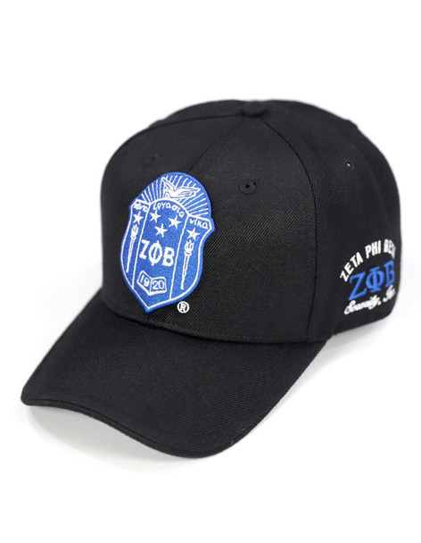 Zeta Phi Beta Sorority Hat- Crest-Black