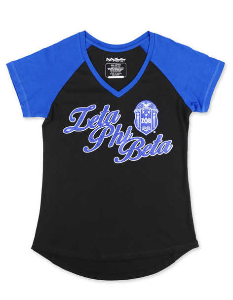 Zeta Phi Beta Sorority V-Neck-Black/Blue