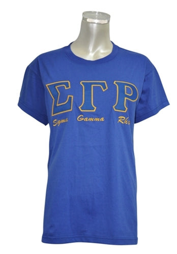 Sigma Gamma Rho Stitched Letter T-Shirt- Blue