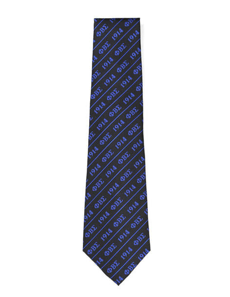 Phi Beta Sigma Fraternity Necktie- Three Greek Letters-Black