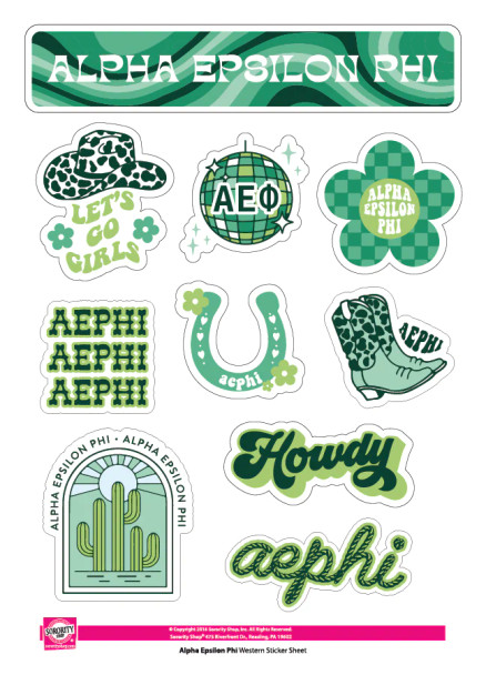 Alpha Epsilon Phi AEPHI Sorority Stickers- Western Disco 