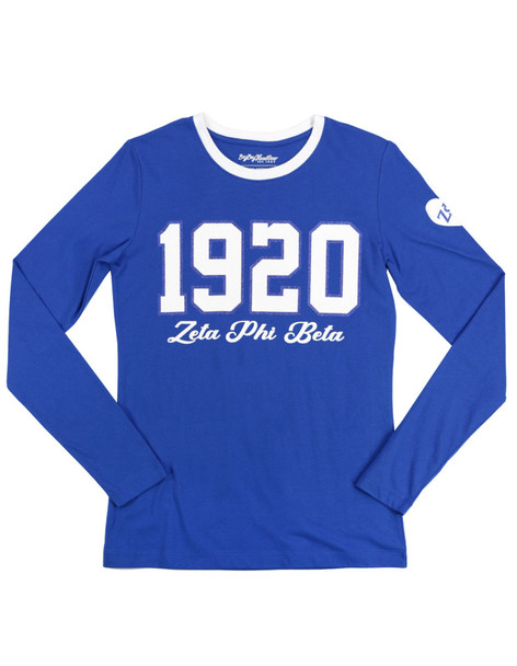 Zeta Phi Beta Sorority Long Sleeve Shirt- Founding Year-Heart-Blue