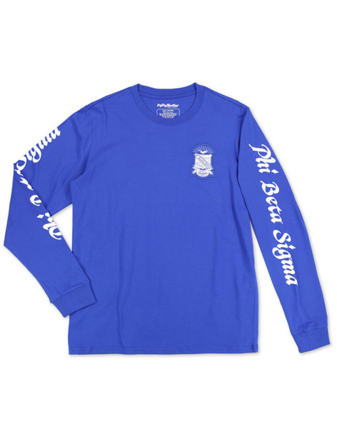 Phi Beta Sigma Fraternity Long Sleeve Shirt-English Spelling-Blue