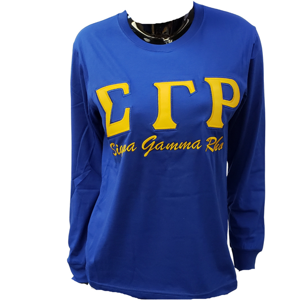 Sigma Gamma Rho Sorority Long Sleeve Shirt- Blue