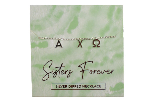 Alpha Chi Omega Sorority Sisters Forever Necklace- Silver