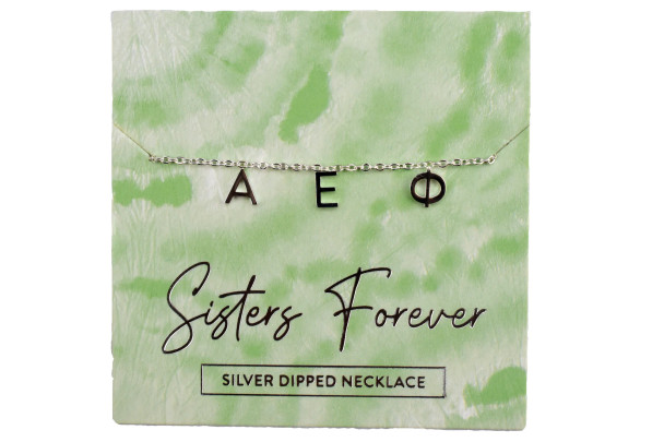 Alpha Epsilon Phi AEPHI Sorority Sisters Forever Necklace- Silver