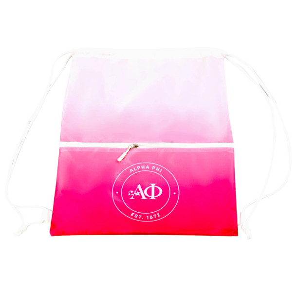 Alpha Phi Sorority Drawstring Backpack- Ombre