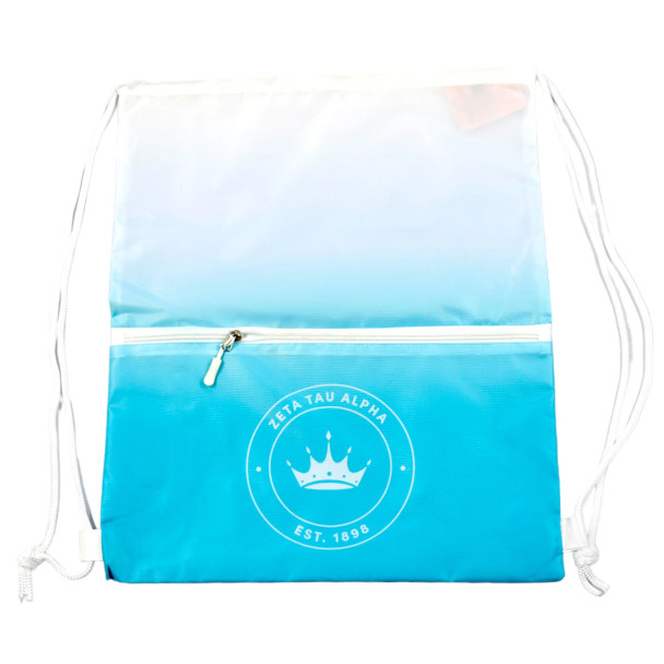 Zeta Tau Alpha ZTA Sorority Drawstring Backpack- Ombre