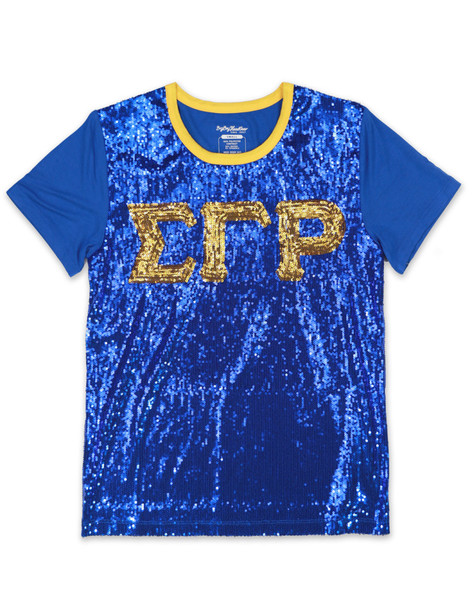 Sigma Gamma Rho SGRHO Sorority Sequin Shirt-Blue