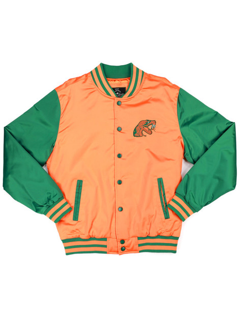 Florida A&M University FAMU Baseball Jacket-Orange/Green-Front
