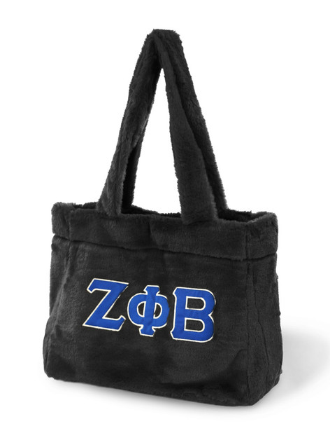 Zeta Phi Beta Sorority Faux Fur Bag-Black