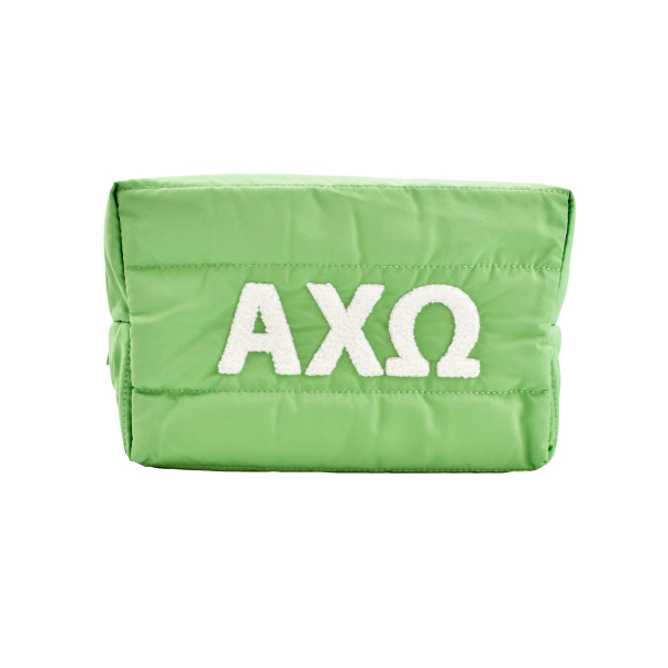 Alpha Chi Omega Sorority Makeup Bag- Puffer Style with Sorority Letters