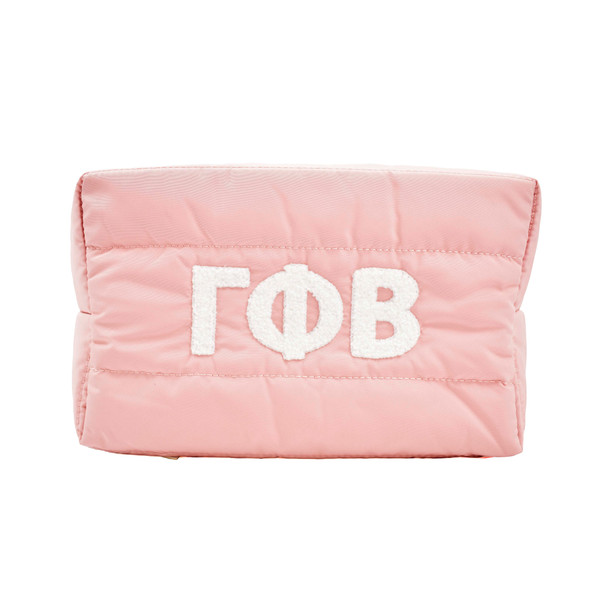 Gamma Phi Beta Sorority Makeup Bag- Puffer Style with Sorority Letters