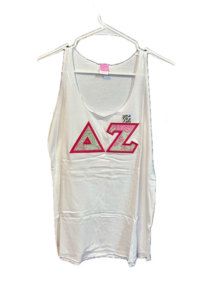 Delta Zeta Sorority Tank Top-White- Size XL