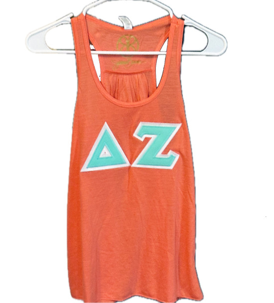 Delta Zeta Sorority Tank Top- Coral-Size XS