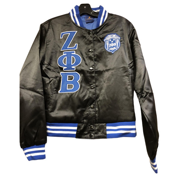 Zeta Phi Beta Sorority Satin Jacket- Black
