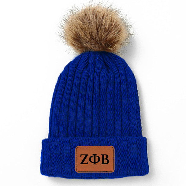 Zeta Phi Beta Sorority Pom Beanie-Blue