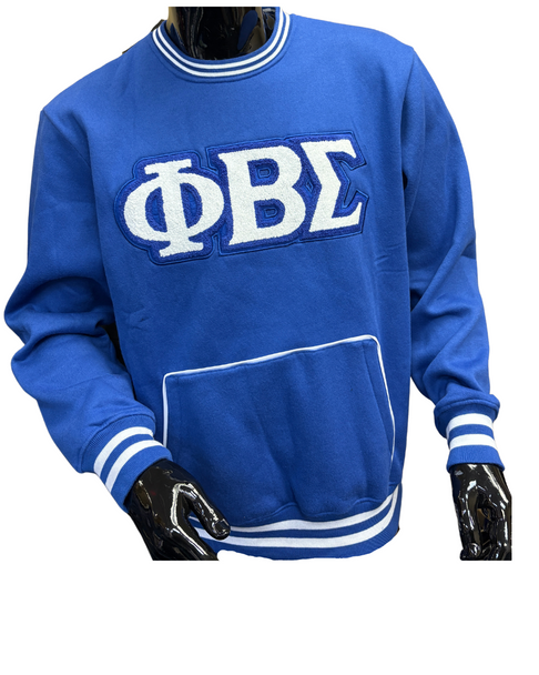 Phi Beta Sigma Fraternity Chenille Crewneck Sweatshirt-Blue